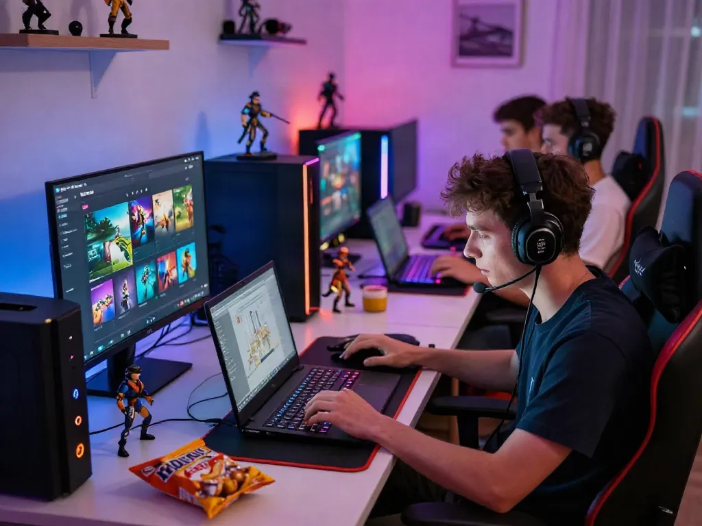 Engaged gamer at a modern setup showcasing the Manclub experience and gaming community atmosphere.