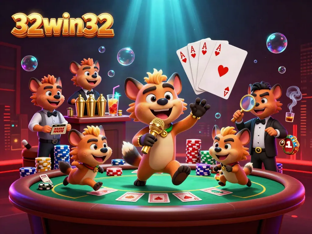 Experience thrilling moments at 32win32 casino with engaging hyenas in a vibrant atmosphere.