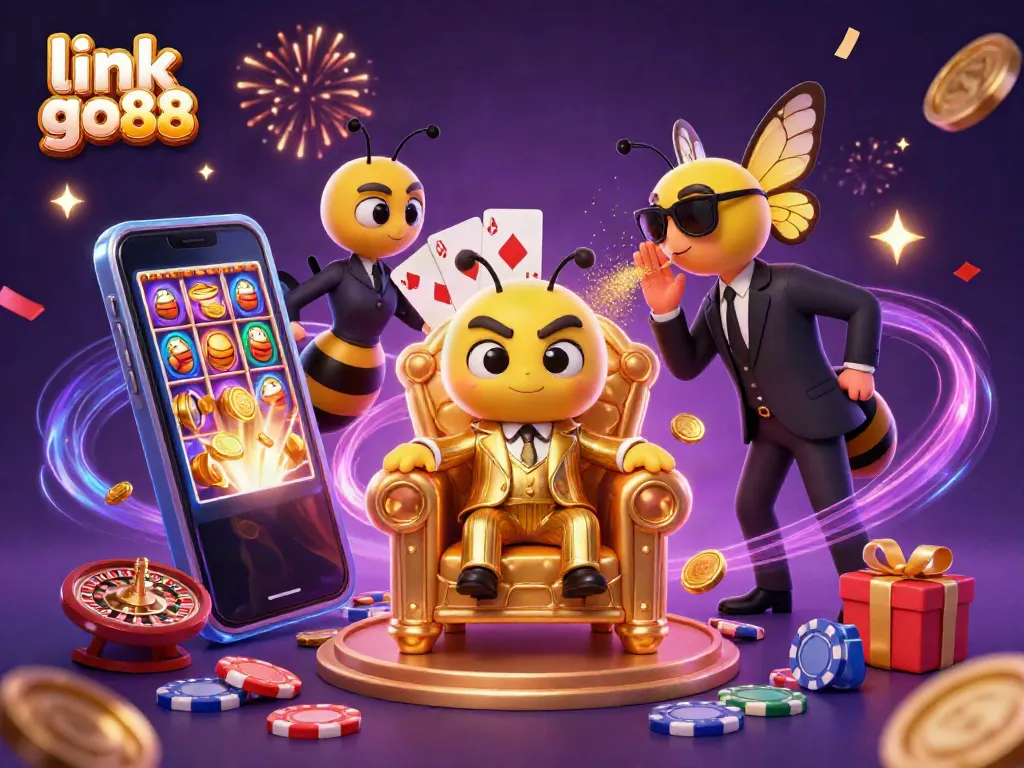 Experience thrilling gaming with link go88, a vibrant casino scene featuring a bumblebee boss and rich slot elements.