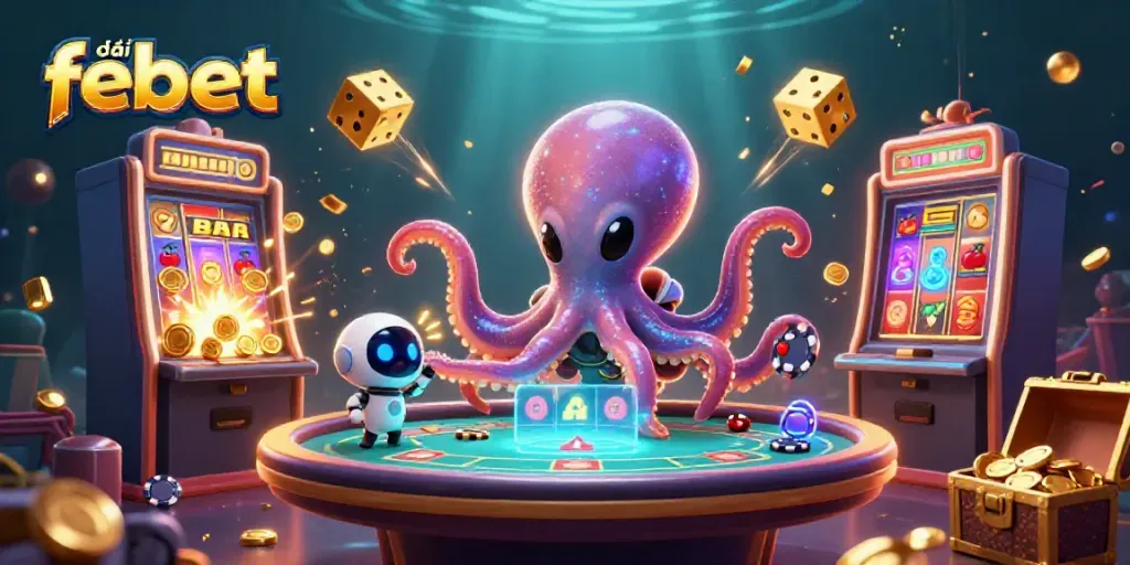 Engage with diverse games at đại lý febet, featuring an alien octopus netting jackpot riches.